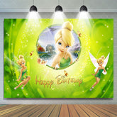 Lofaris Green Glitter Fairy Blond Girl Happy Birthday Backdrop